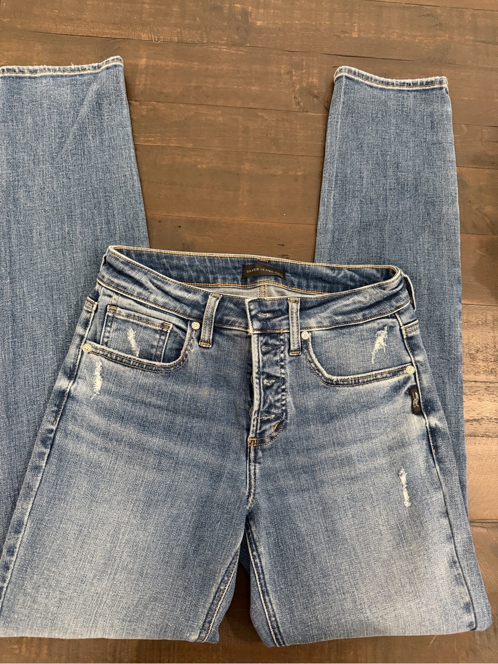 Silver Jeans Women's Faded Light Blue Straight Jeans-w26/L31